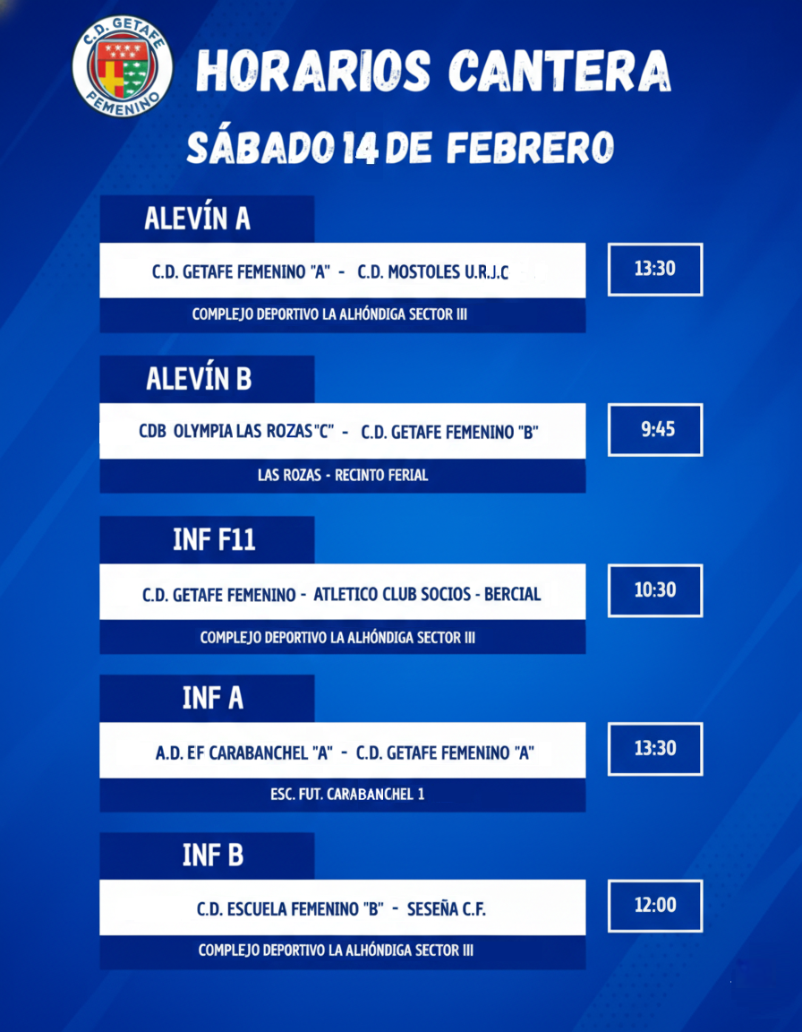 HORARIOS CANTERA 14 FEB