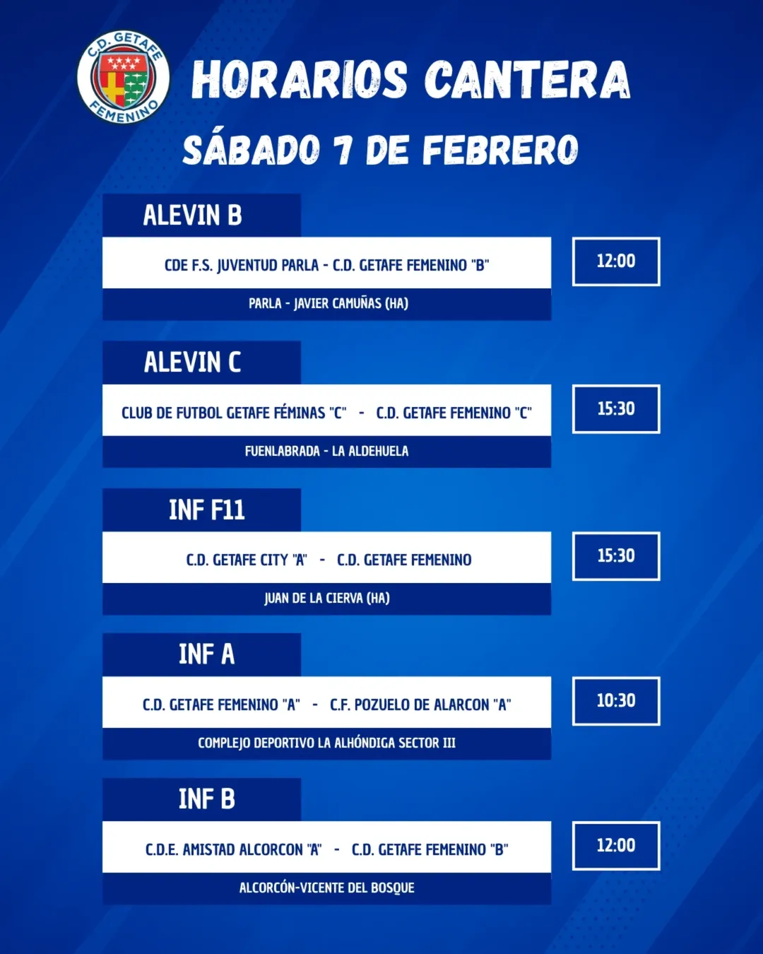 HORARIOS CANTERA 7-FEB