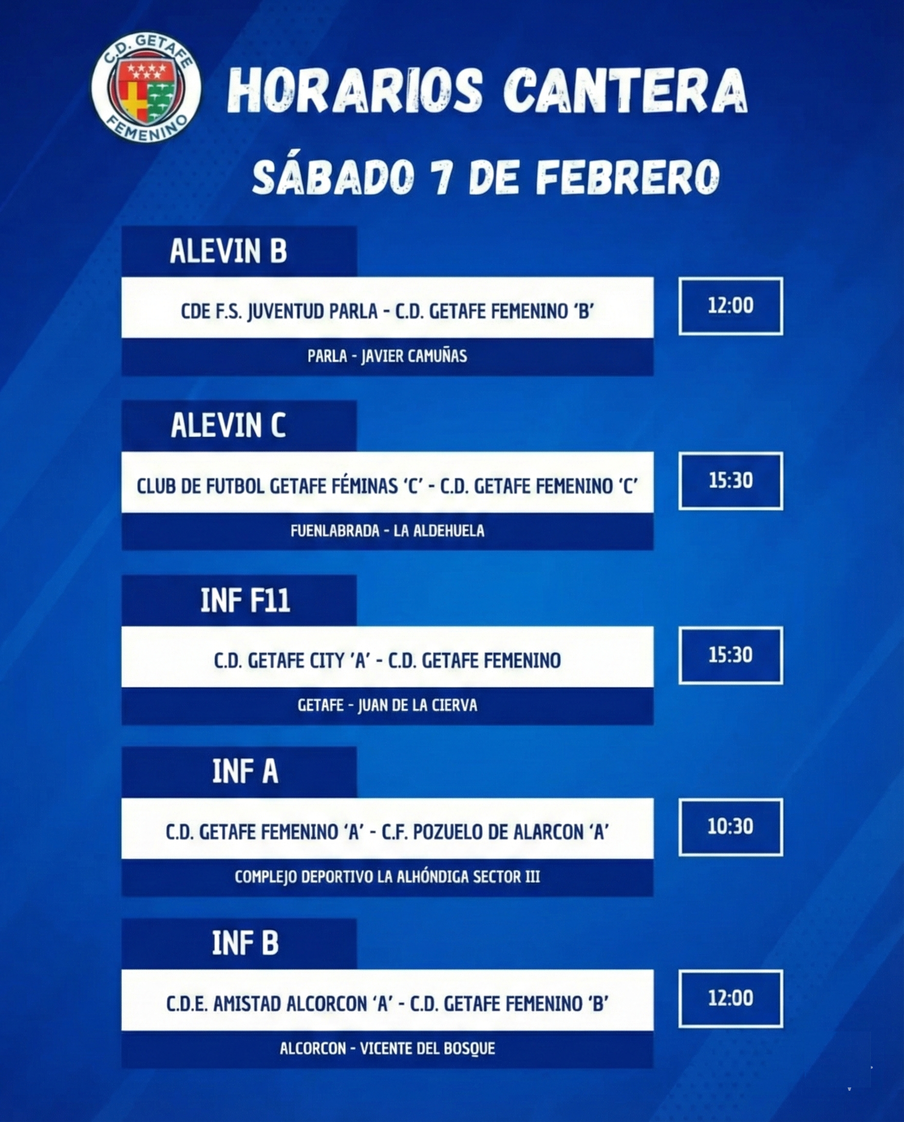 HORARIOS CANTERA 7-FEB