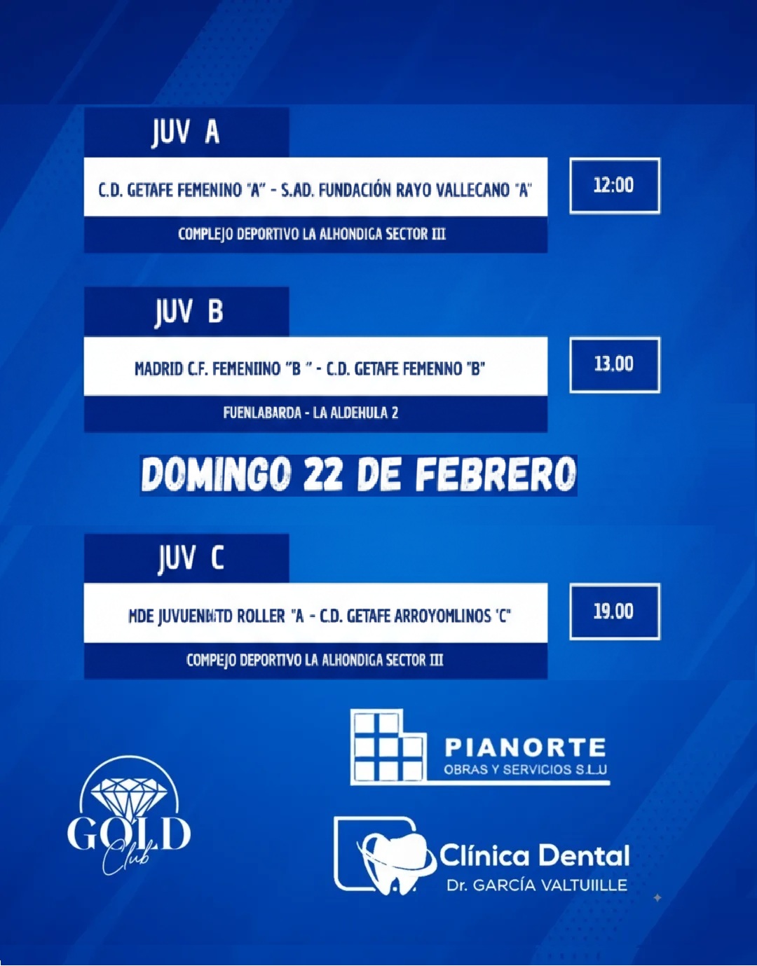 Horarios Cantera 22 de febrero