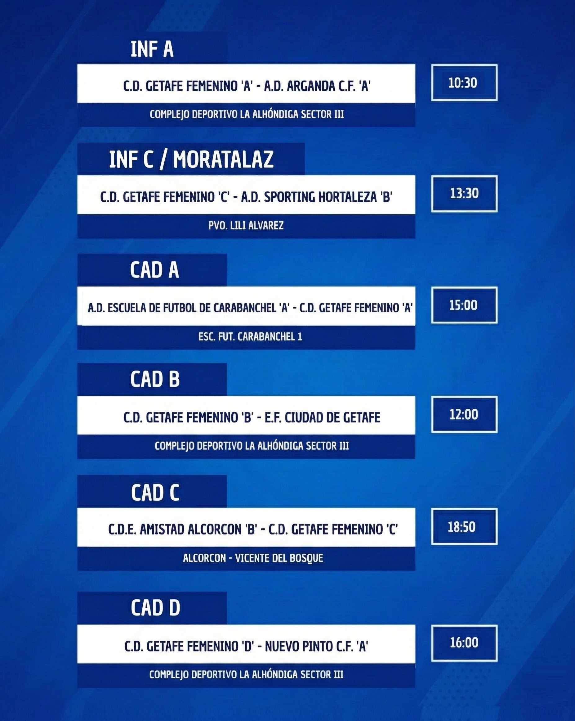 Horarios Cantera 14-mar