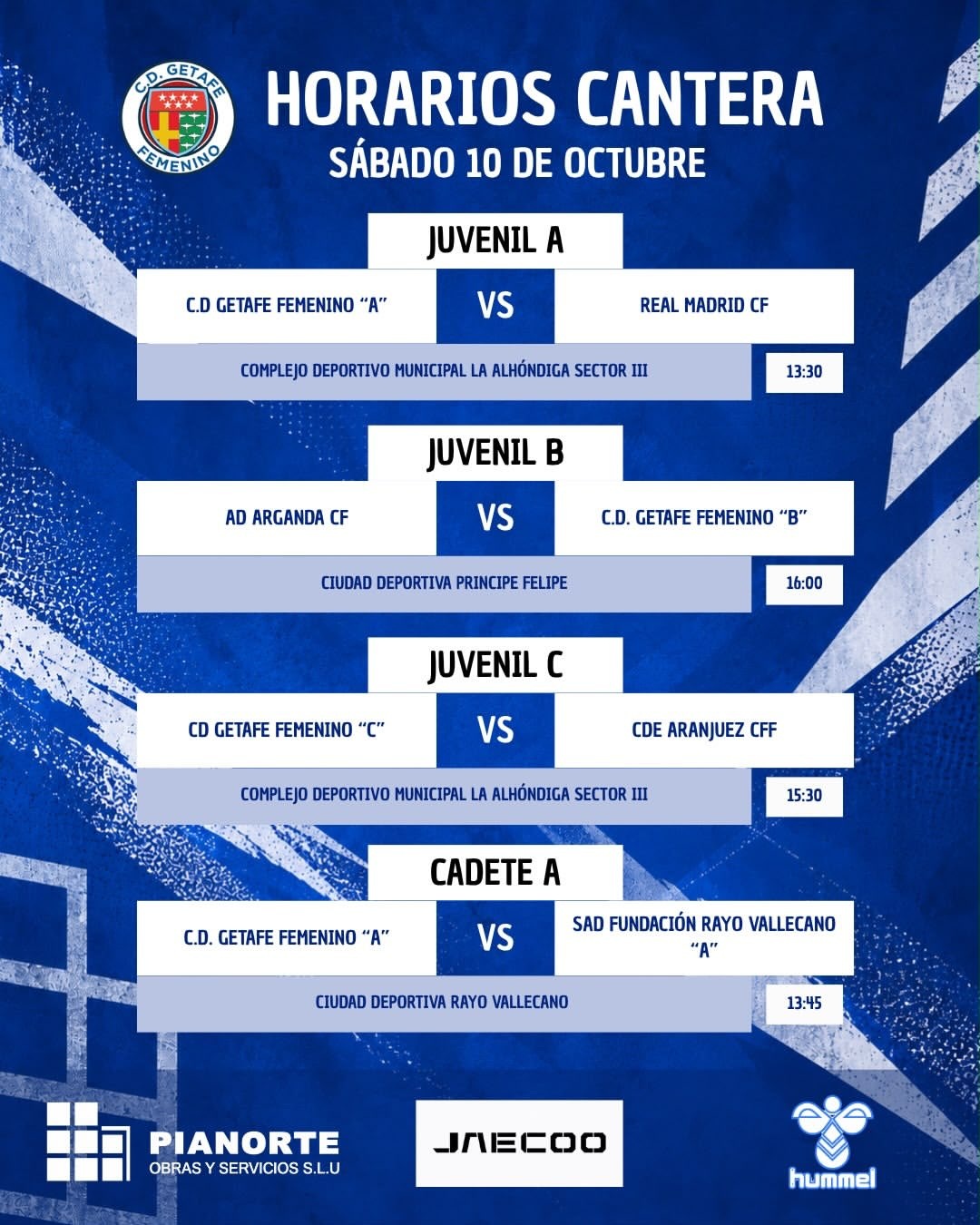 horarios cantera 10-oct